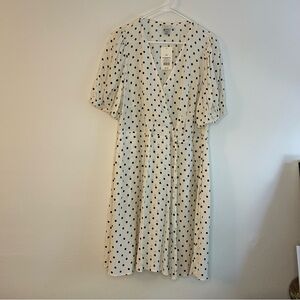 A New Day Cream and Black Polka Dot Midi Dress
